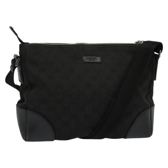GUCCI GG Canvas Shoulder Bag Black Silver - Picture 1 of 16